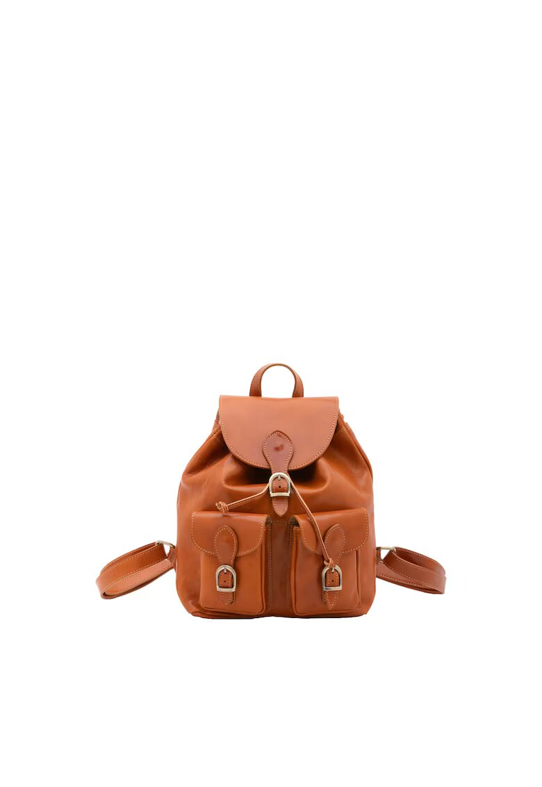 I Fratelli Rucsac de piele cu bareta ajustabila - Maro cognac