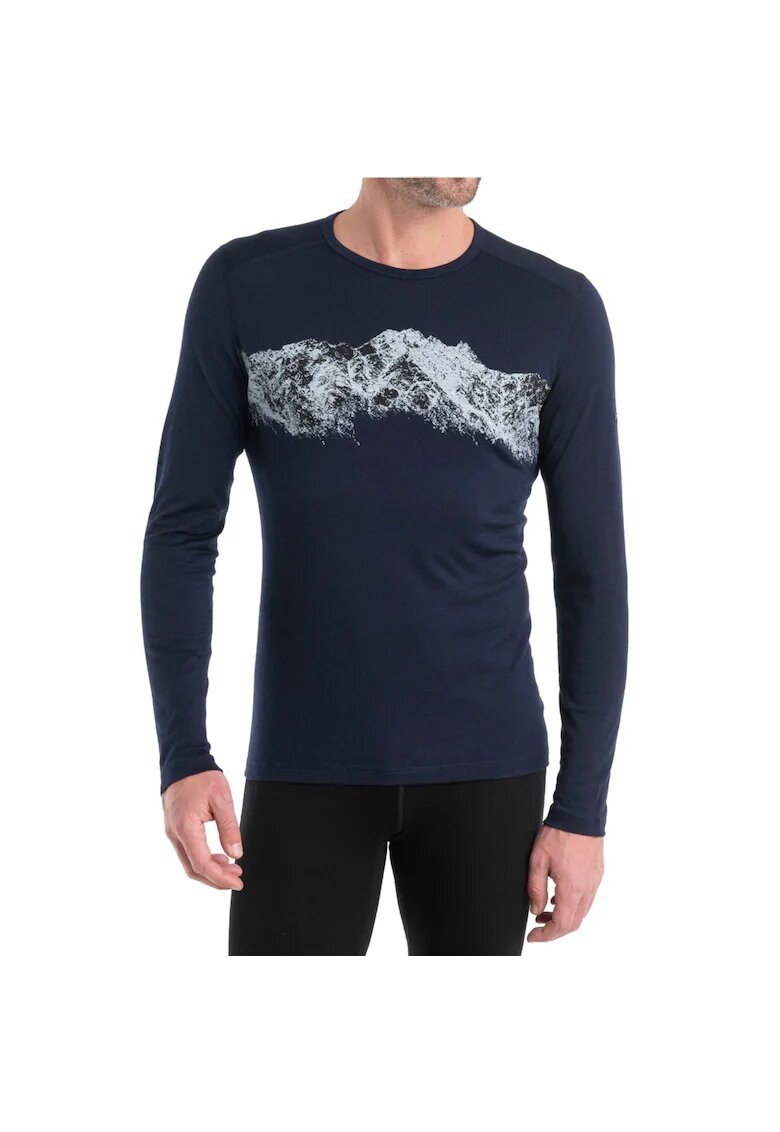 Icebreaker Bluza merino barbati 200 Oasis Crewe Remarkables Bleumarin - Bleumarin