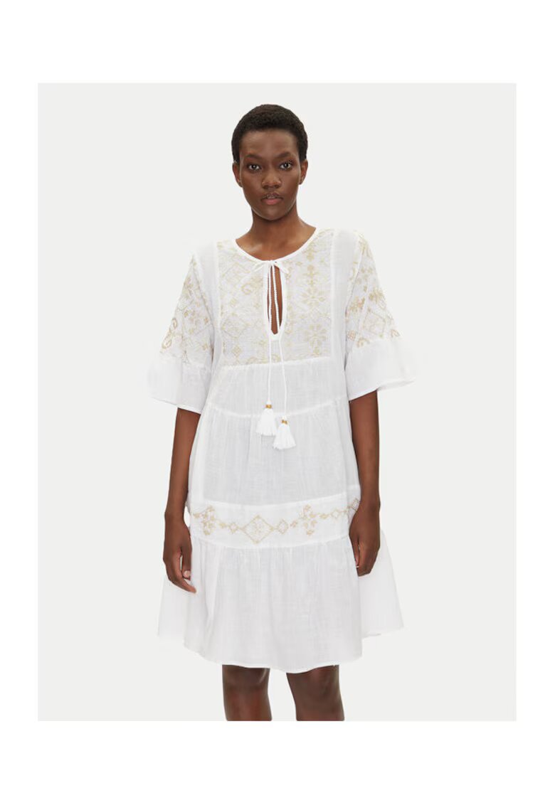 ICONIQUE Rochie de vara dama alb - fabric usor