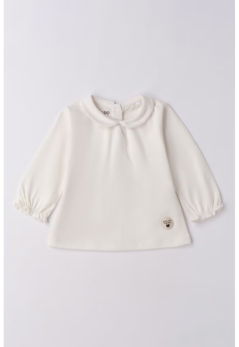 IDO Bluza lejera cu mansete elastice si capse - Alb fildes