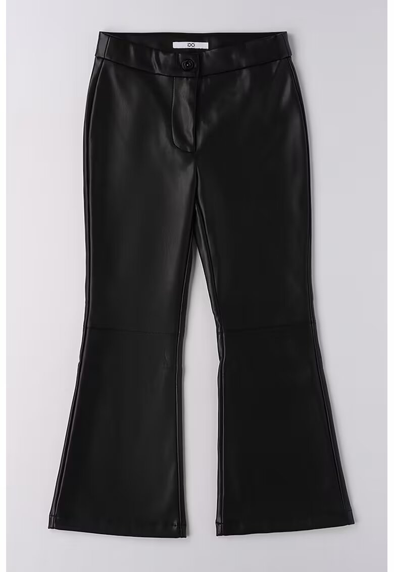 IDO Pantaloni evazati de piele ecologica - Negru