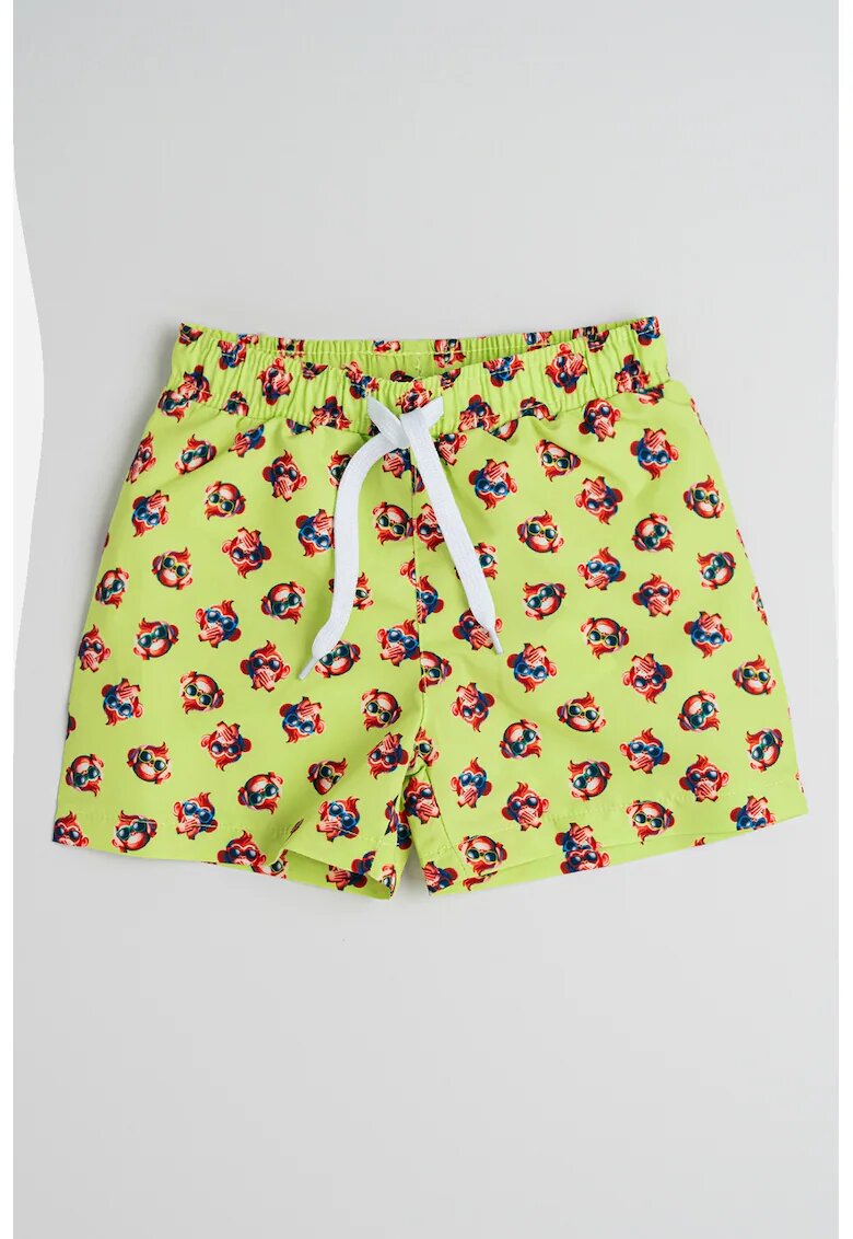 IDO Pantaloni scurti cu imprimeu si snur de ajustare in talie - Rosu/Verde lime