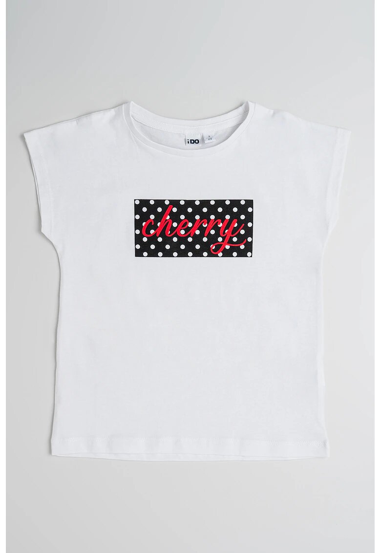 IDO Tricou cu imprimeu text - Alb/Rosu inchis