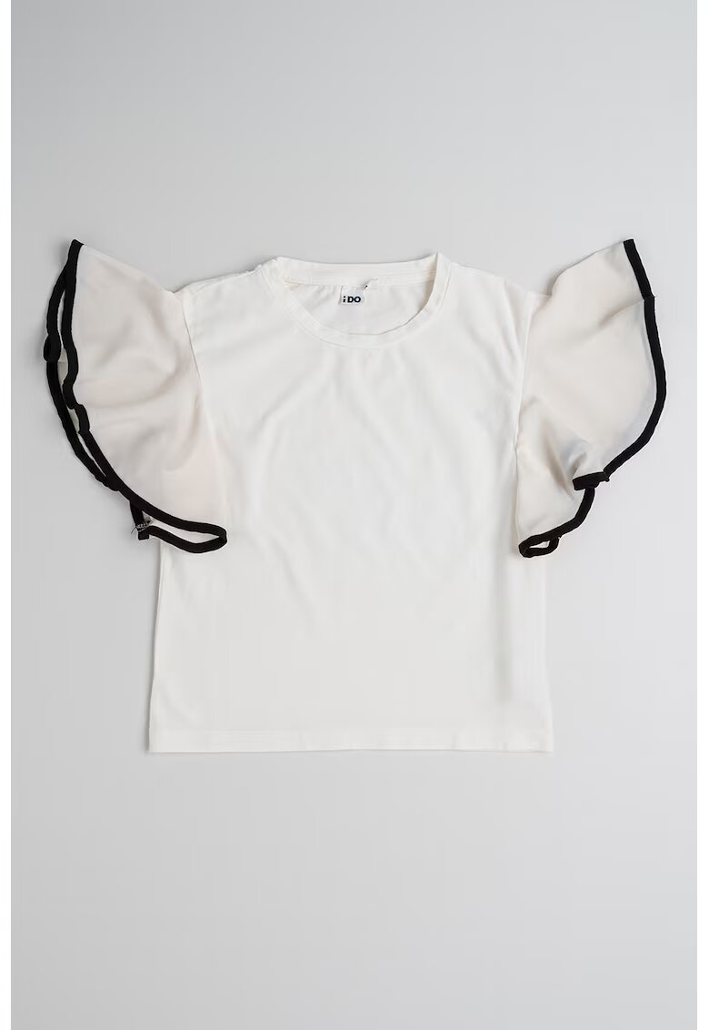 IDO Tricou din amestec de bumbac cu detalii contrastante - Negru/Alb murdar
