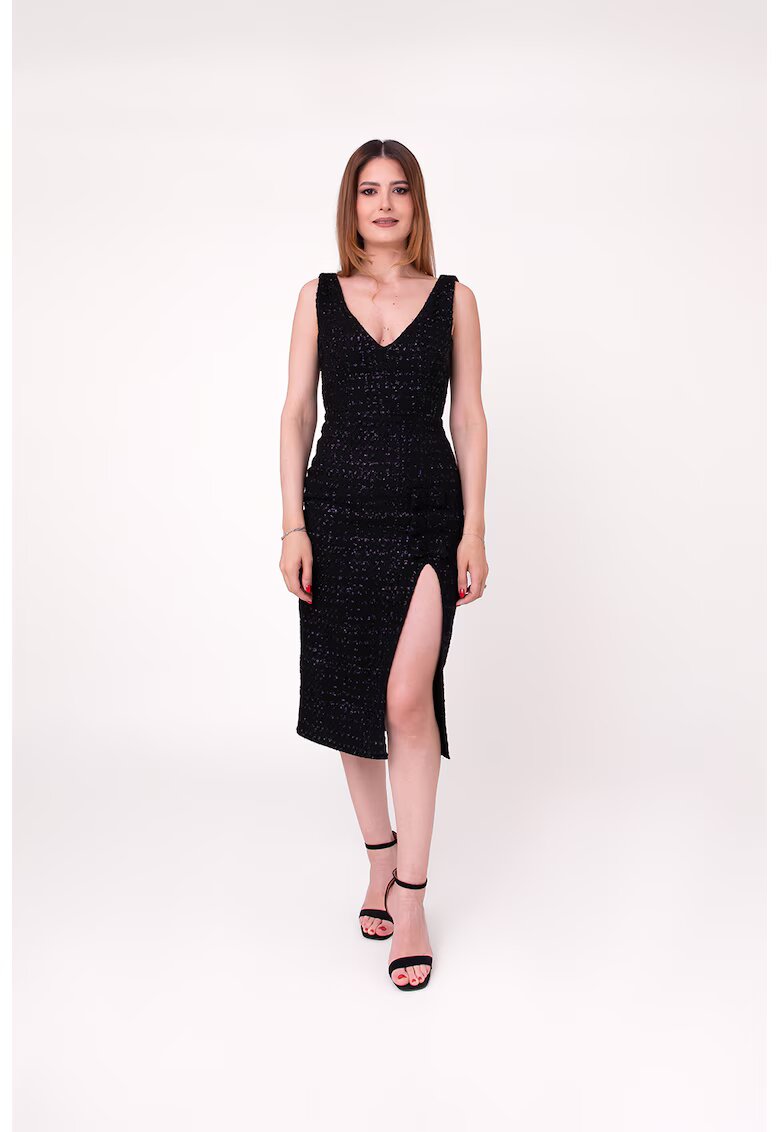 Ilona Andreoiu Rochie bodycon din tuid Anemona - Alb/Negru