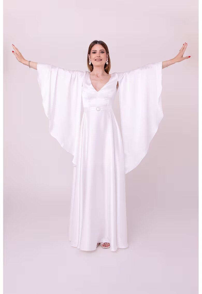 Ilona Andreoiu Rochie lunga cu maneci clopot The One - Alb