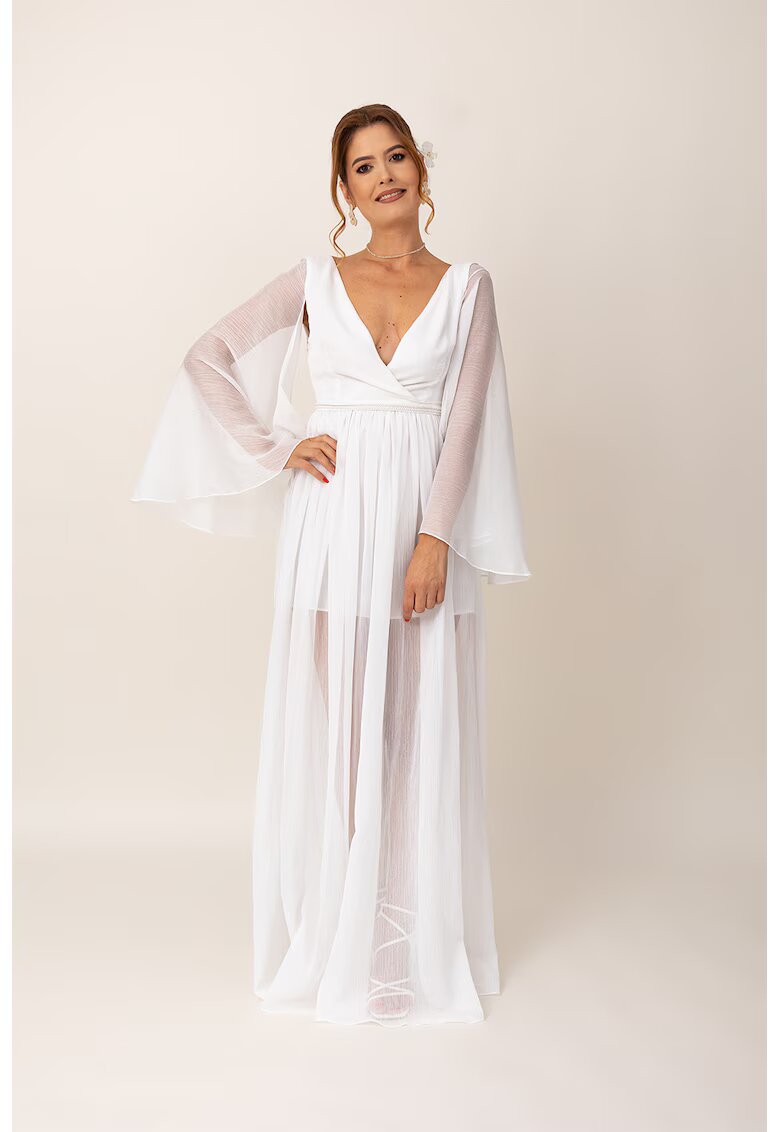 Ilona Andreoiu Rochie maxi cu decolteu in V - Alb