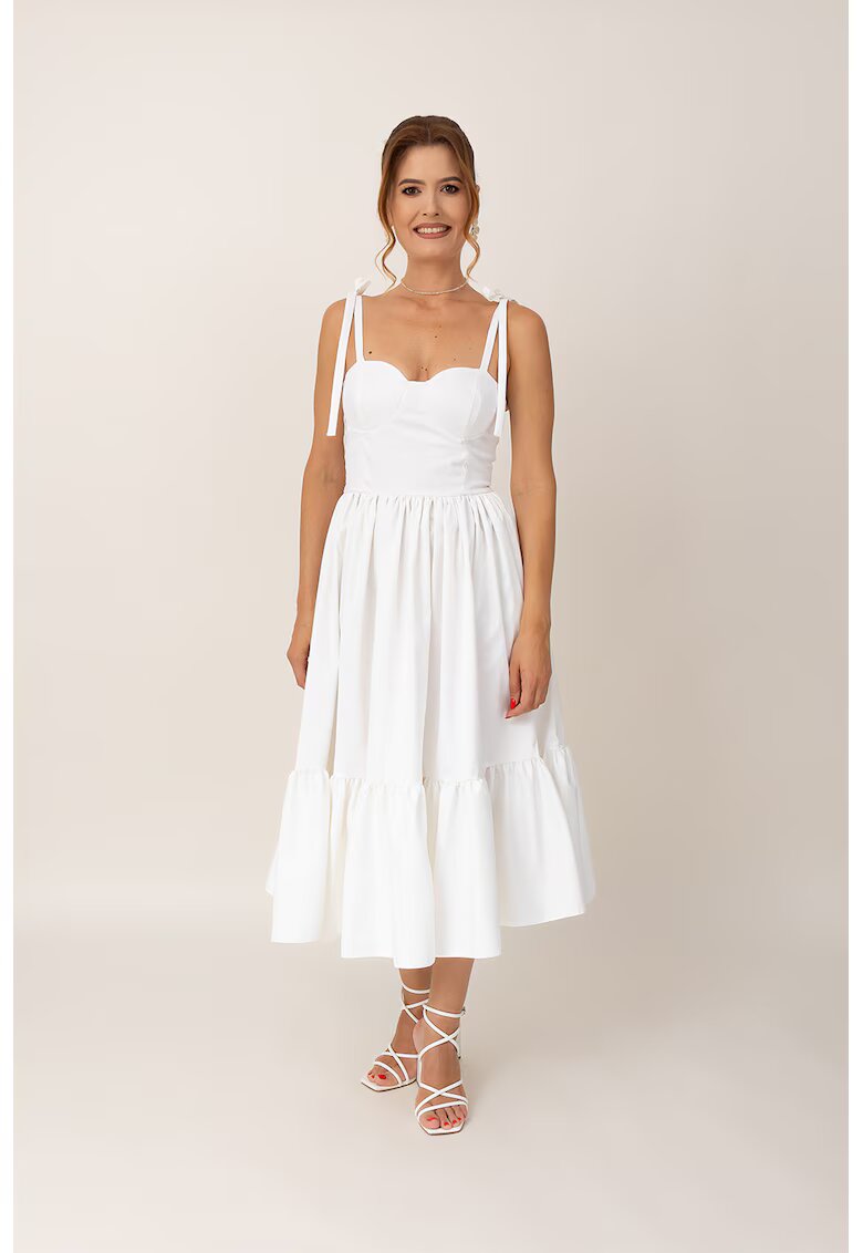 Ilona Andreoiu Rochie midi evazata - Alb