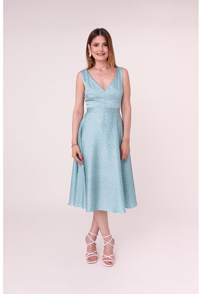 Ilona Andreoiu Rochie midi Morning Petals - Turcoaz