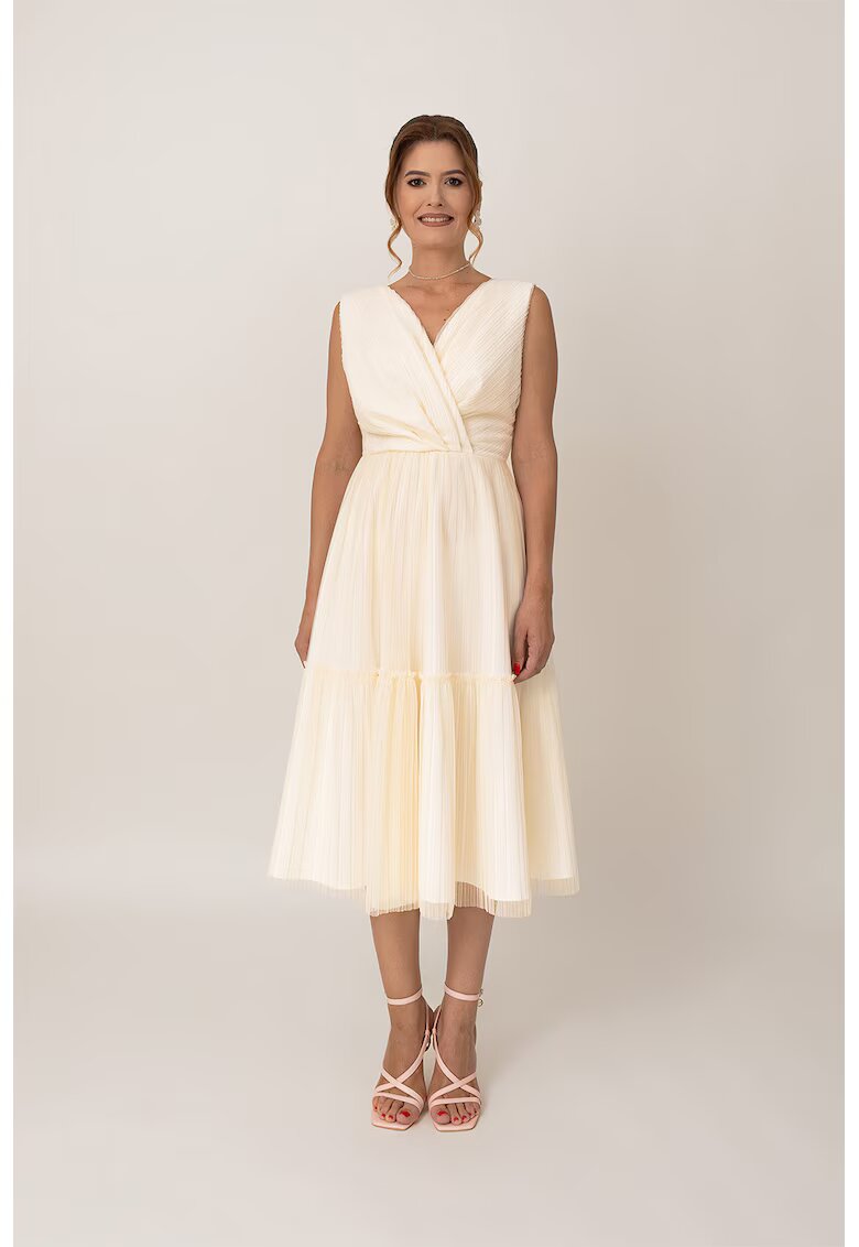 Ilona Andreoiu Rochie midi petrecuta - Crem