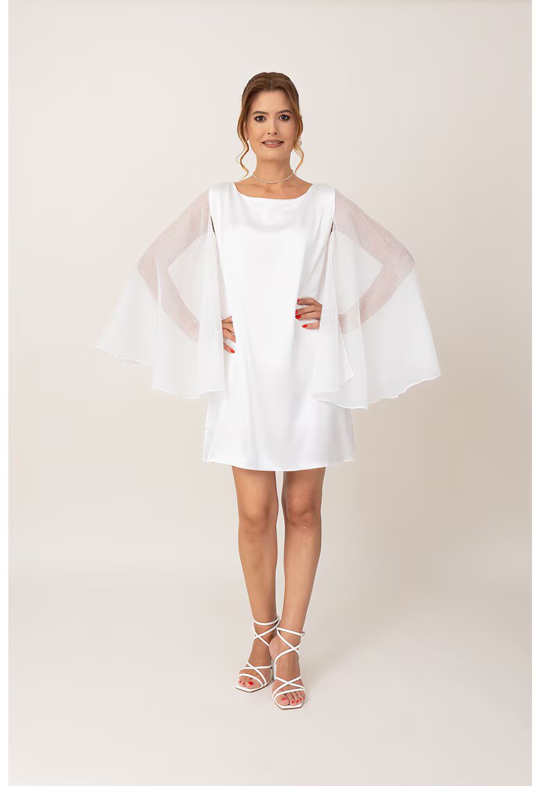 Ilona Andreoiu Rochie scurta cu aspect transparent - Alb