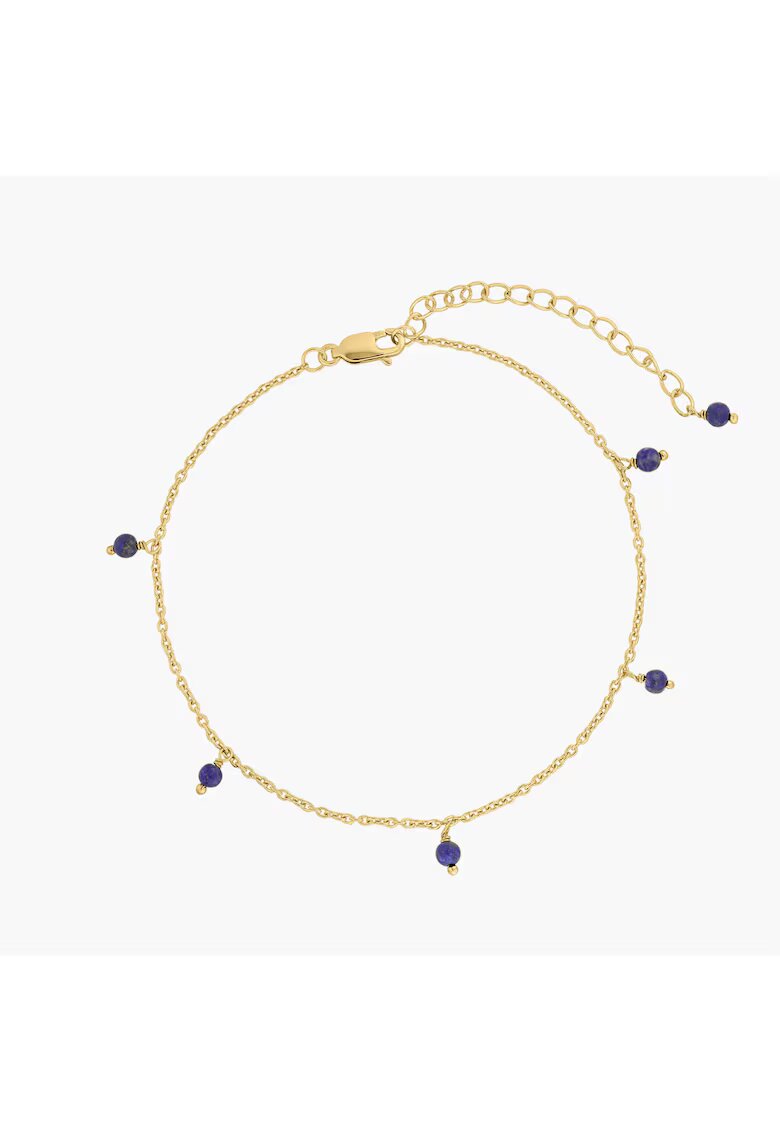 INDIRA Bratara de picior din argint Golden Gem Droplet - Lapis Lazuli