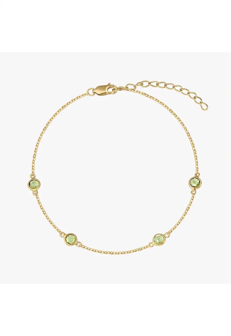 INDIRA Bratara din argint Birthstone Golden August - Peridot - 15-18 cm