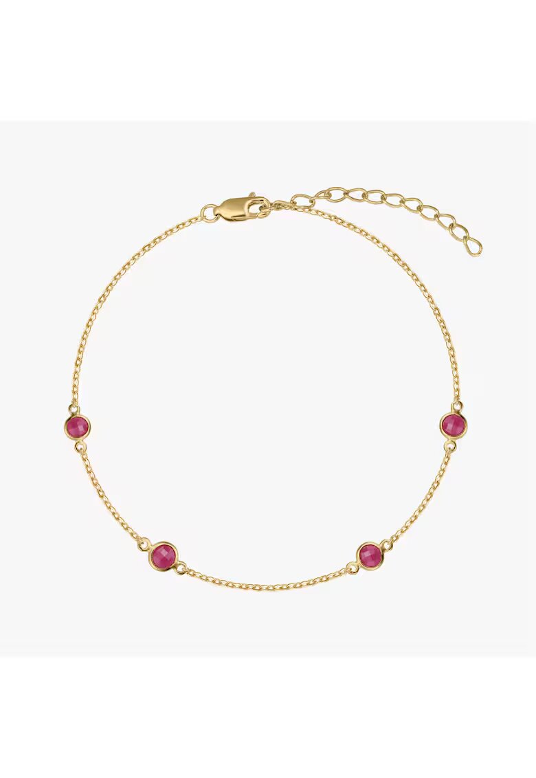 INDIRA Bratara din argint Birthstone Golden July - Rubin - 15-18 cm