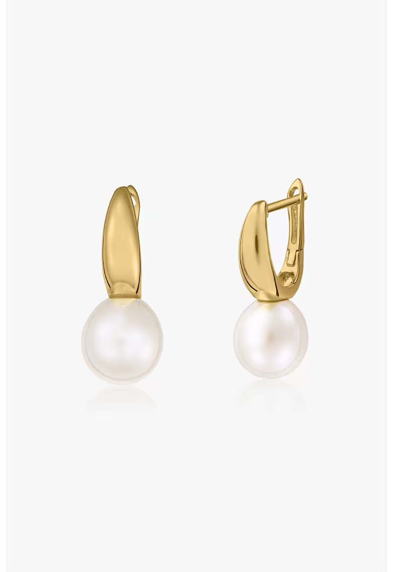 INDIRA Cercei de aur de 14K filat - cu perle - Alb/Auriu
