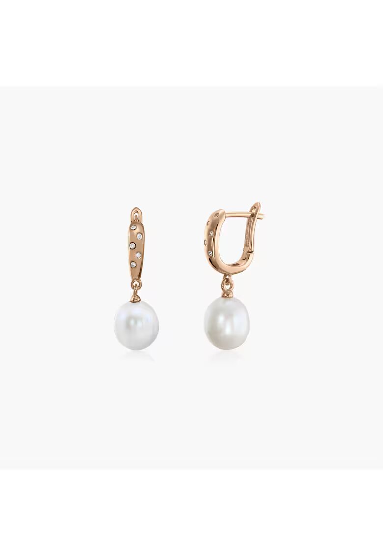 INDIRA Cercei din argint Classic Pearls Rose - Perle Naturale