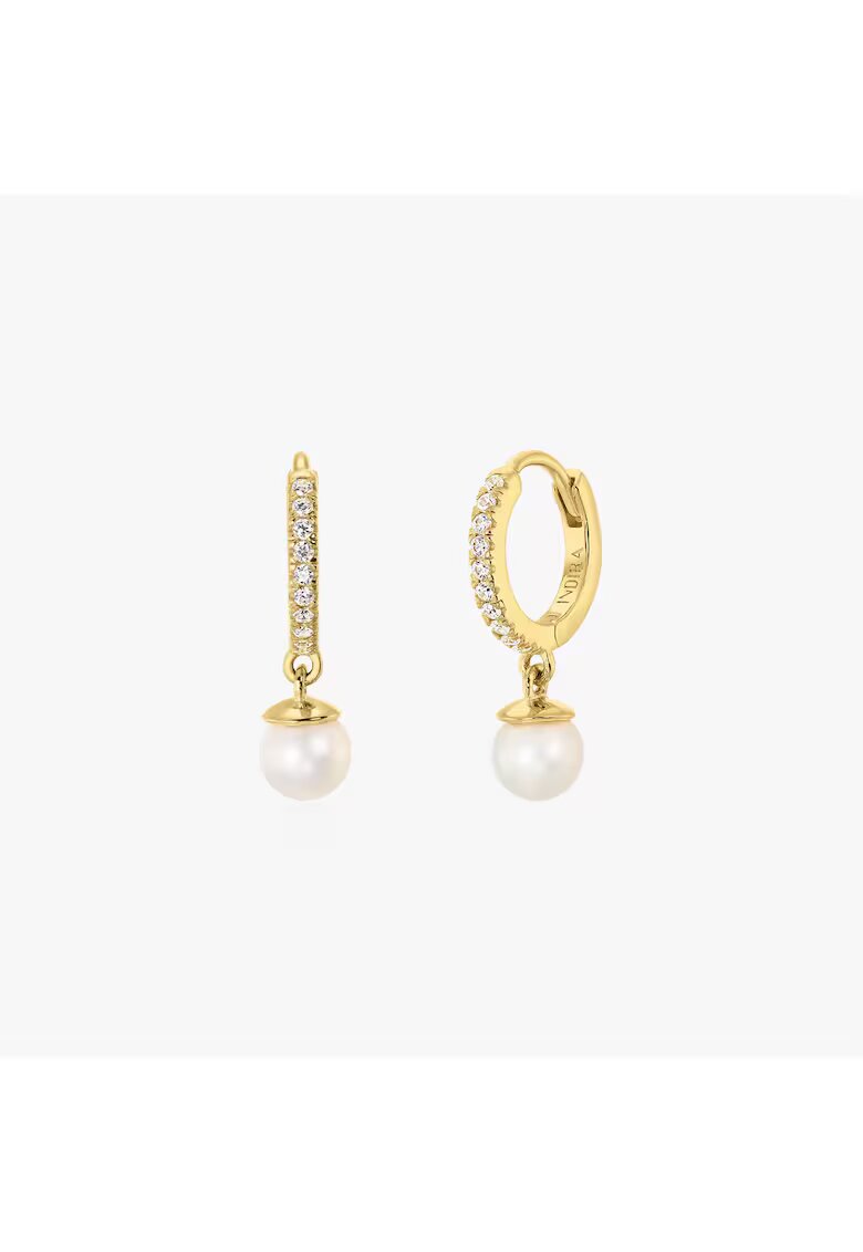 INDIRA Cercei din argint Golden Kalya - Perle Naturale - Zirconiu