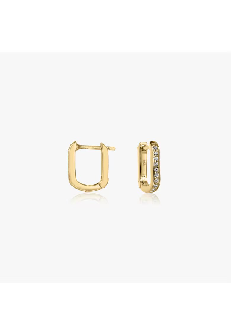 INDIRA Cercei din argint Golden U Hoops - Zirconiu