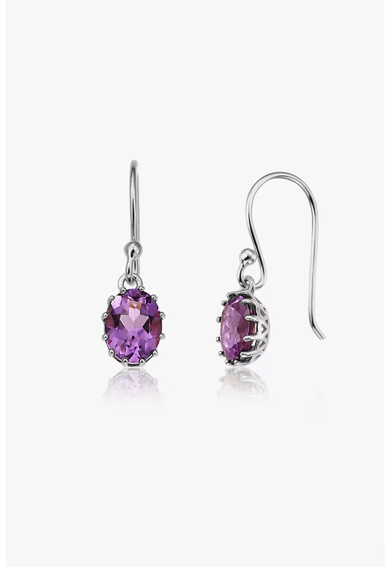 INDIRA Cercei din argint veritabil 925 cu ametist Serene - Violet/Argintiu