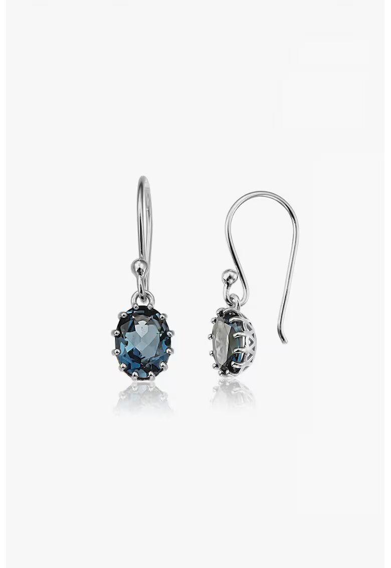 INDIRA Cercei din argint veritabil 925 cu topaz Serene - Argintiu/Bleumarin