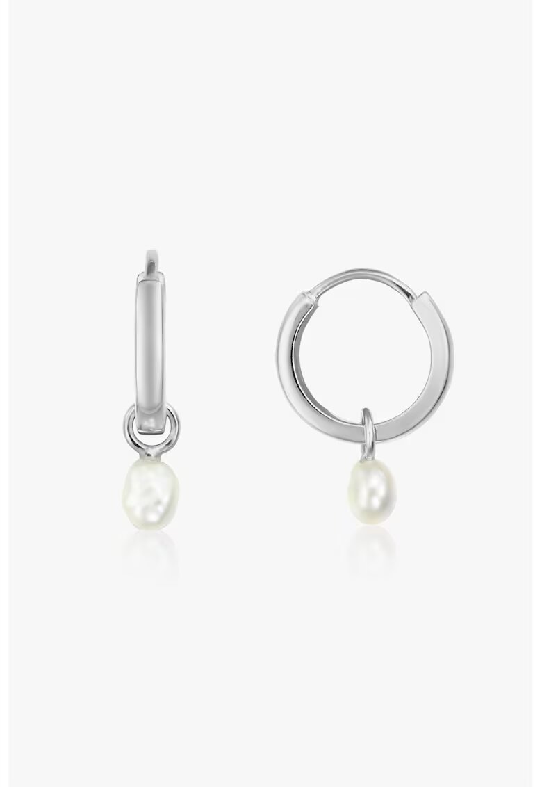 INDIRA Cercei din argint veritabil 925 decorati cu perle Little Drop - Alb/Argintiu