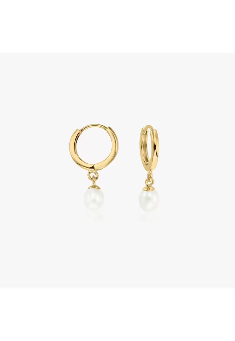 INDIRA Cercei din aur Pearl Hoops - Perle naturale