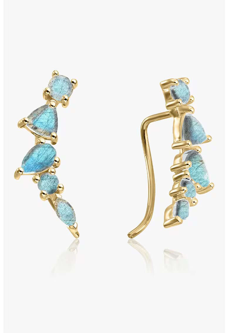 INDIRA Cercei placati cu 2 microni de aur de 14K si decorati cu labradorite - Auriu/Turcoaz