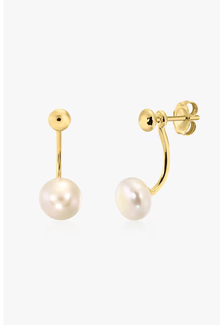 INDIRA Cercei placati cu aur de 14K si decorati cu perle - Alb/Auriu