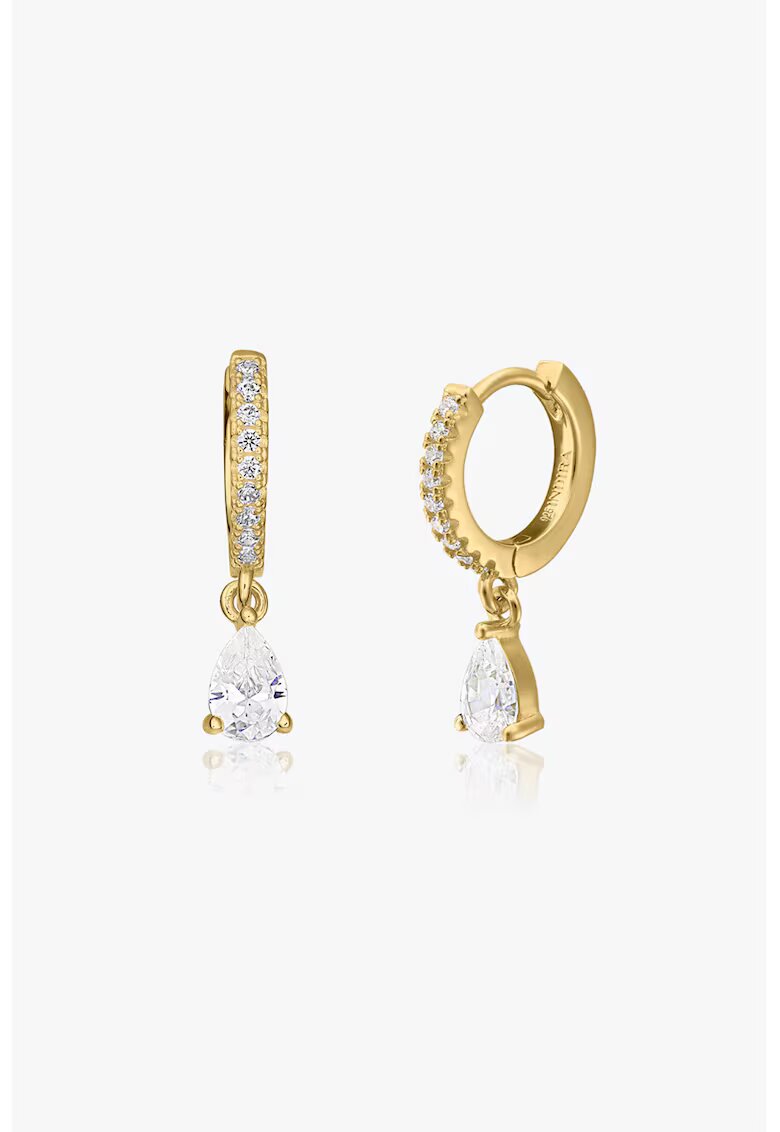 INDIRA Cercei placati cu aur de 14K si decorati cu zirconia - Auriu/Transparent