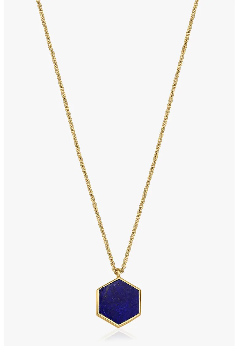 INDIRA Colier de argint placat cu 2 microni de aur de 14K si decorat cu lapis lazuli - Auriu/Bleumarin