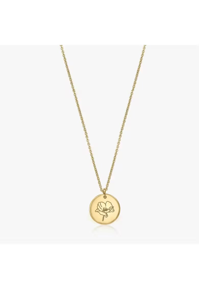 INDIRA Colier din argint Birth Flower Golden - August Poppy