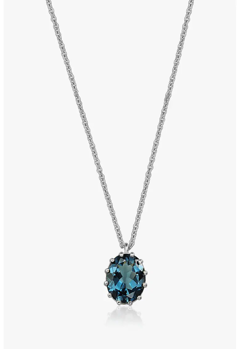 INDIRA Colier din argint veritbail 925 cu topaz Serene - Argintiu/Bleumarin