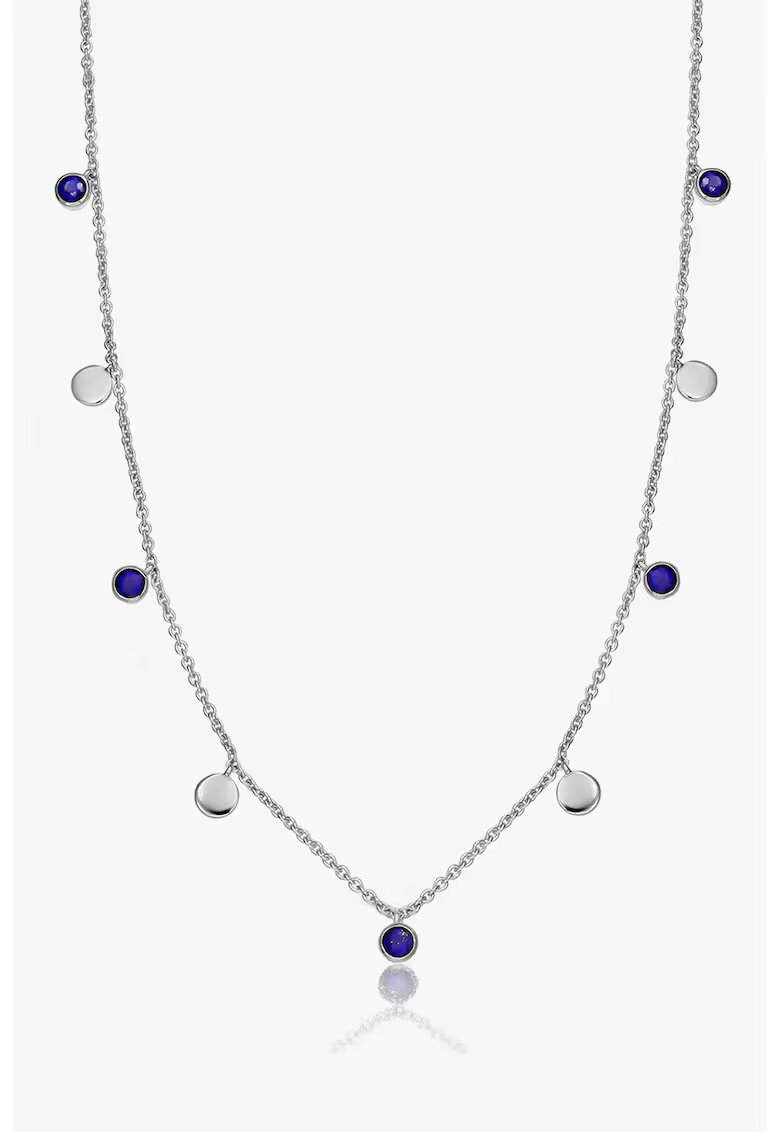 INDIRA Colier din argint veritbail 925 decorat cu Lapis Lazuli Noora - Argintiu/Bleumarin