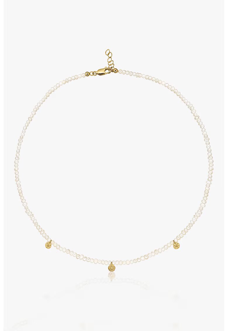 INDIRA Colier placat cu aur de 14K si decorat cu perle - Alb/Auriu