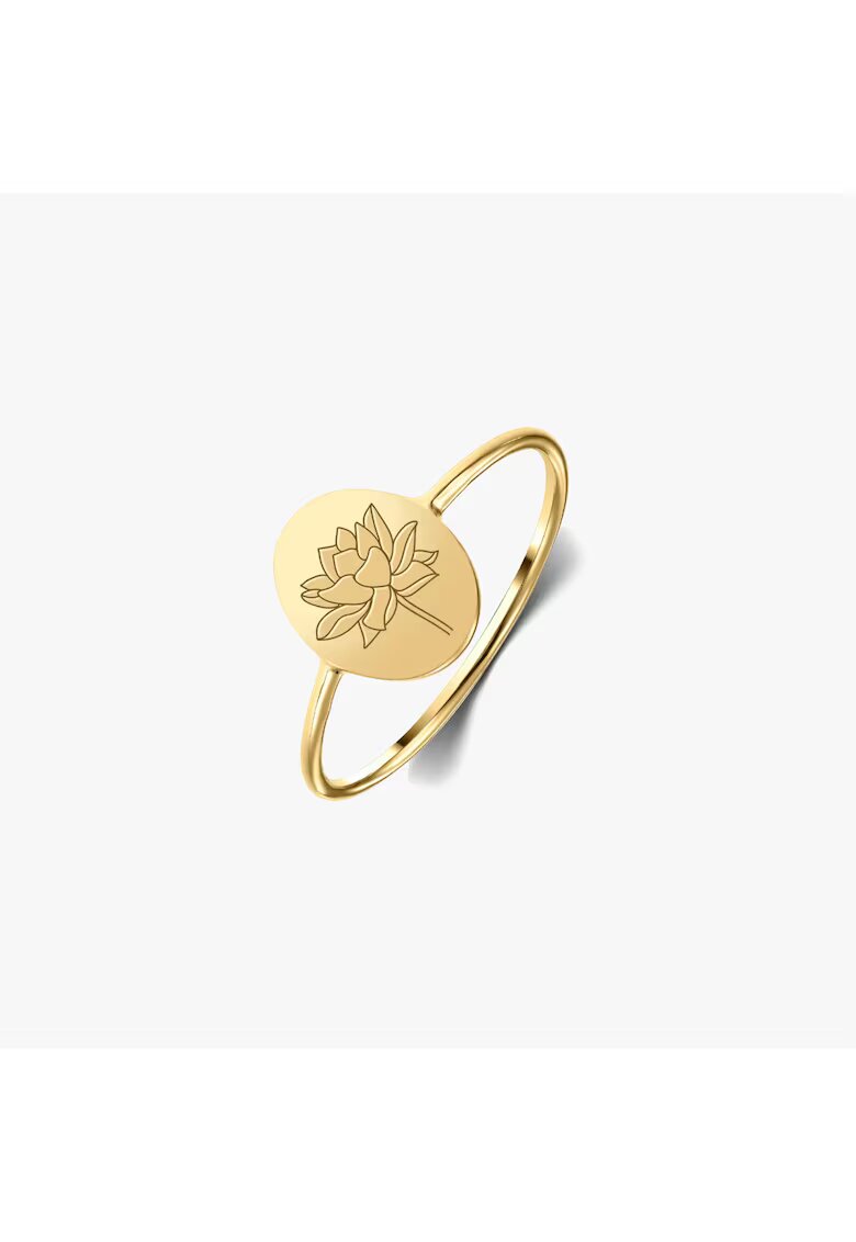 INDIRA Inel din argint Birthflower Golden - July Lotus