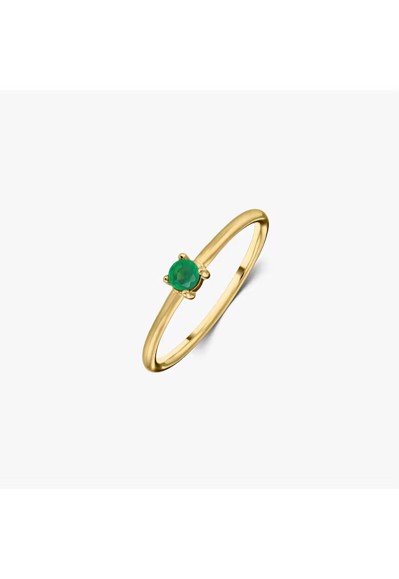 INDIRA Inel din argint Birthstone Golden May - Onix Verde