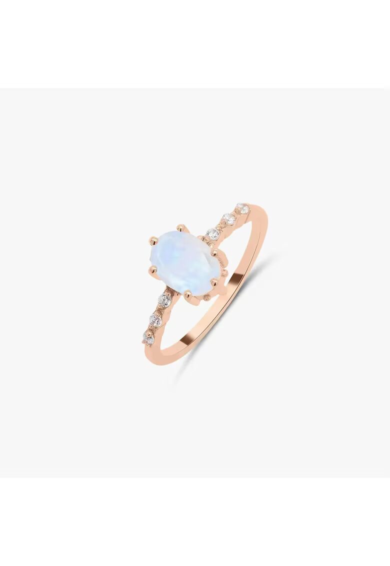 INDIRA Inel din argint Rose Gold Selah - Piatra Lunii