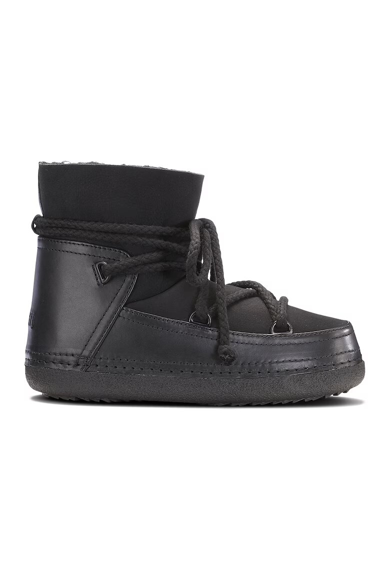 Inuikii Ghete slip-on de piele si piele intoarsa - Negru