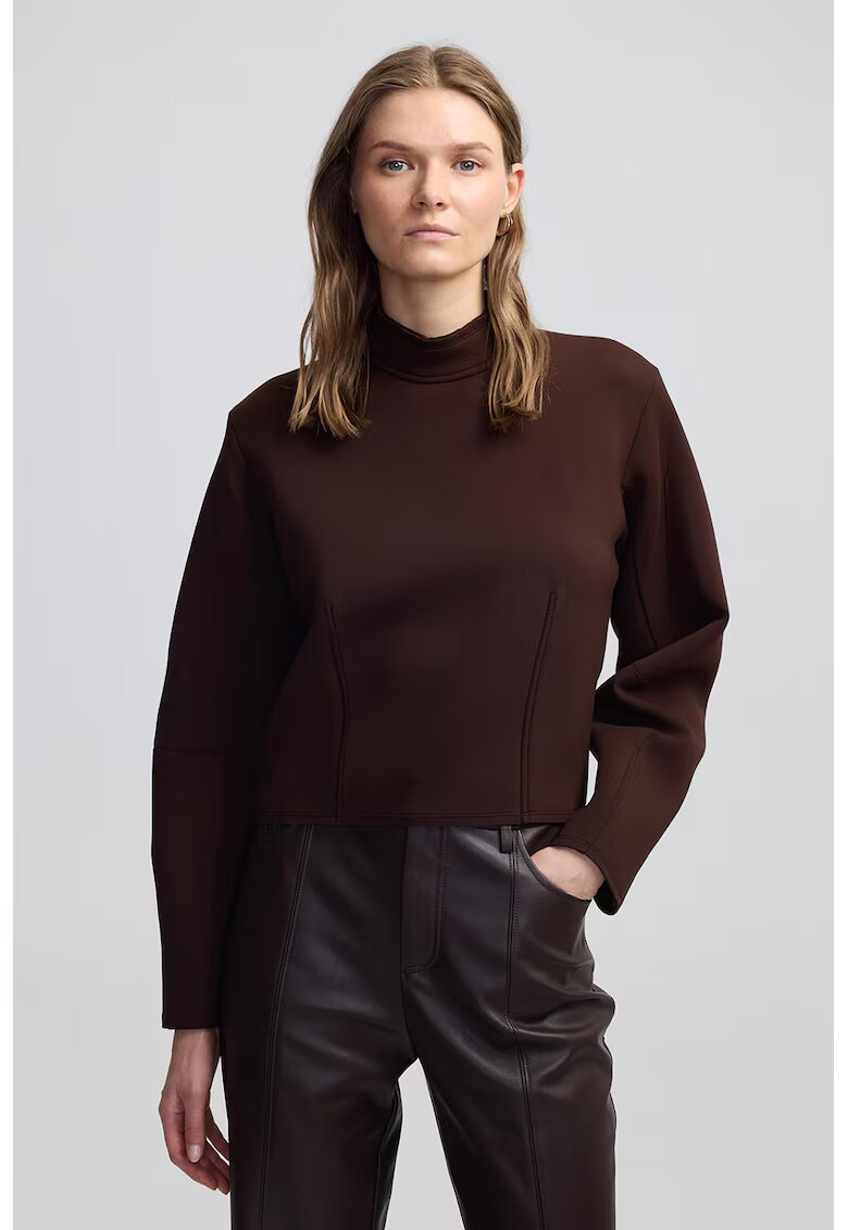Ipekyol Bluza cu guler scurt - Maro cognac