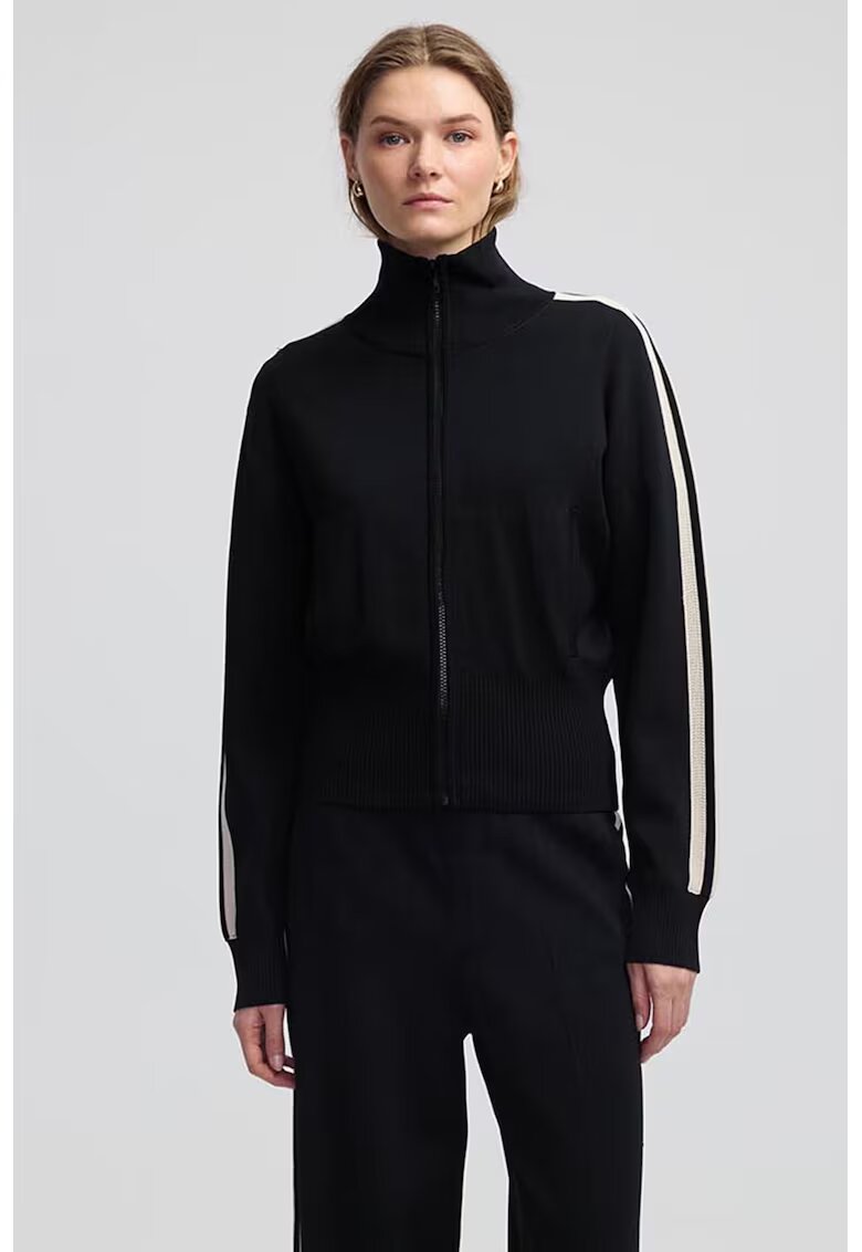 Ipekyol Bluza de trening cu fermoar - Alb fildes/Negru