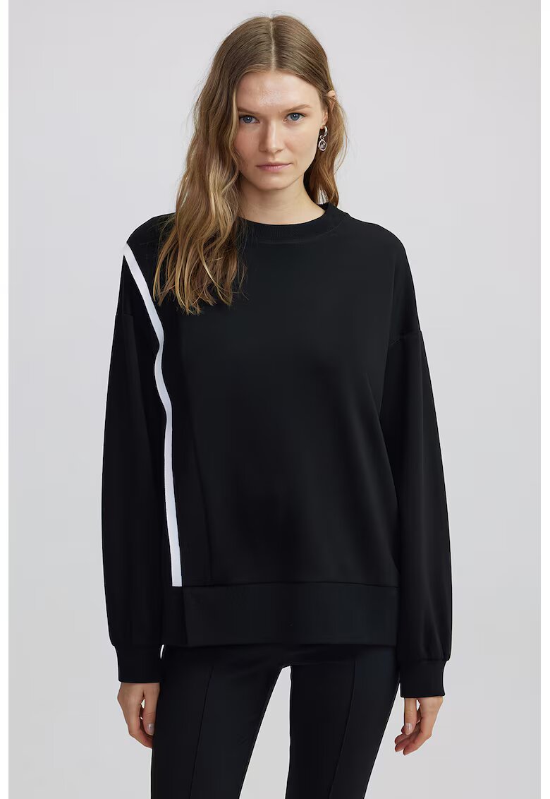 Ipekyol Bluza de trening lejera cu segment contrastant - Alb/Negru