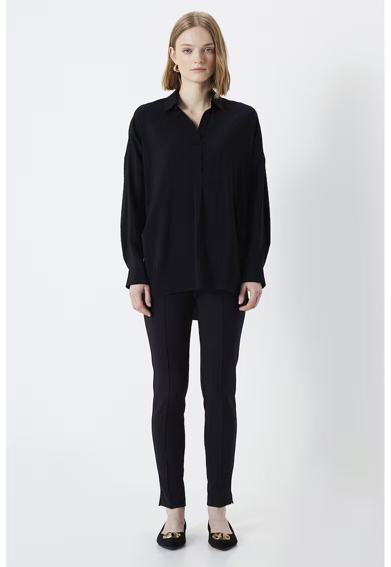 Ipekyol Bluza lejera cu guler - Negru
