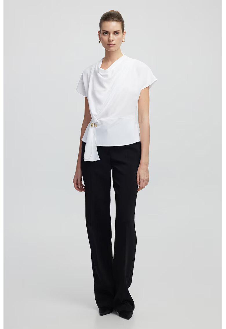 Ipekyol Bluza slim-fit cu decolteu rotund - Alb