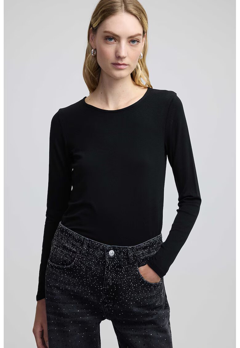 Ipekyol Bluza slim-fit din amestec de modal - Negru