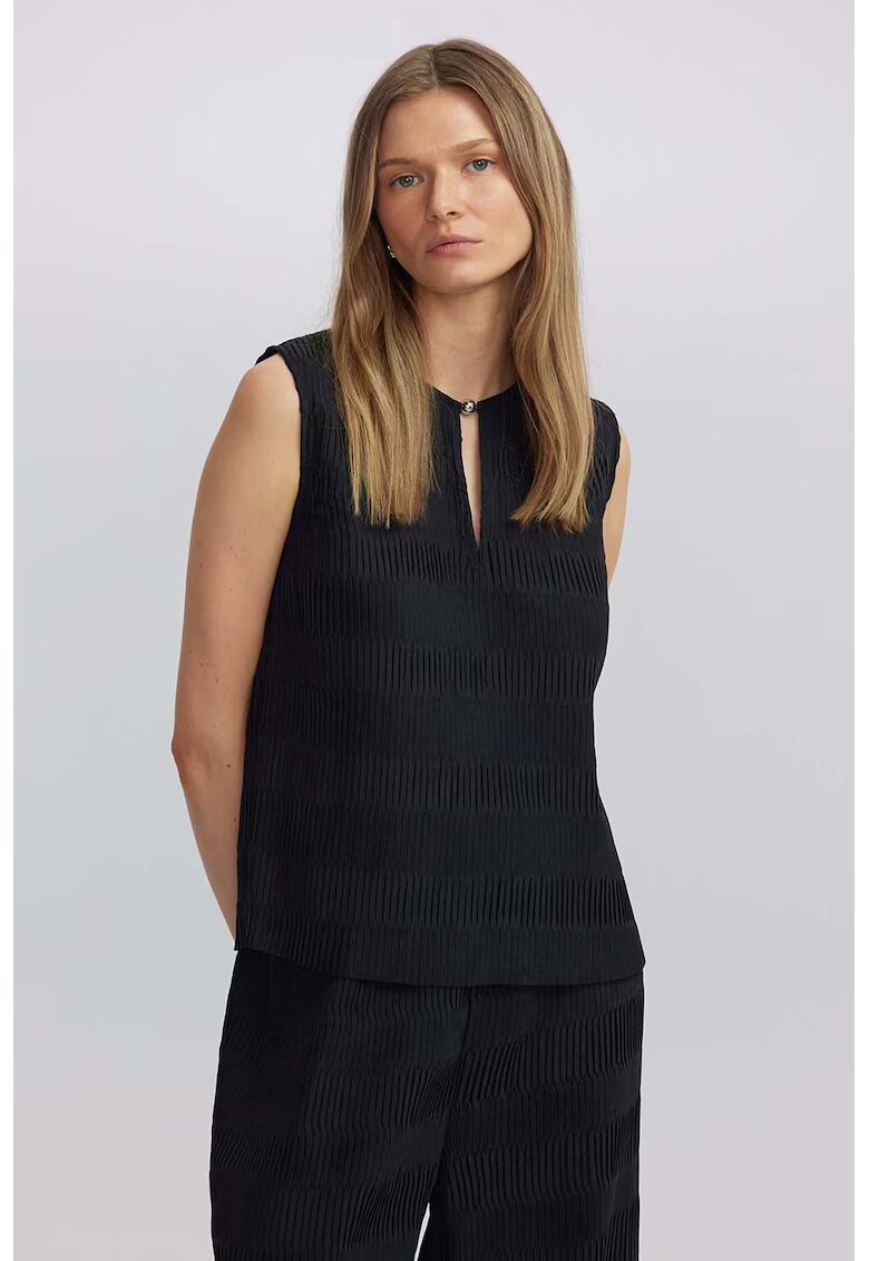 Ipekyol Bluza texturata fara maneci - Negru