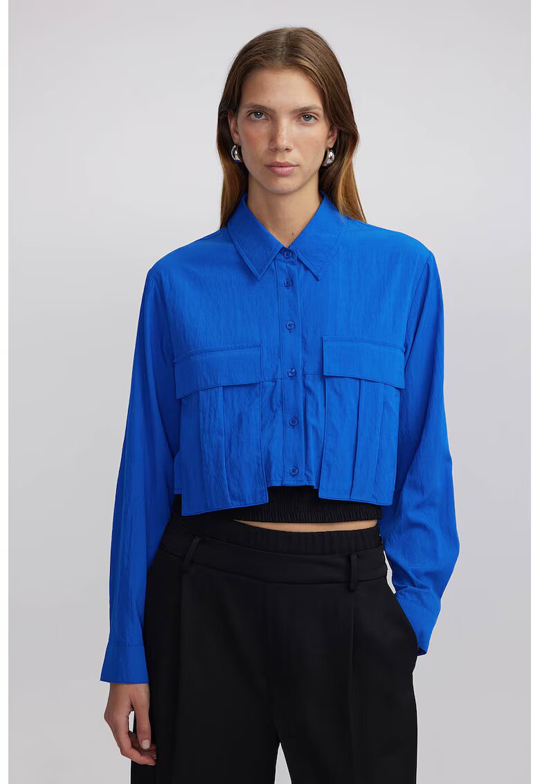Ipekyol Camasa crop de bumbac - Negru/Albastru royal