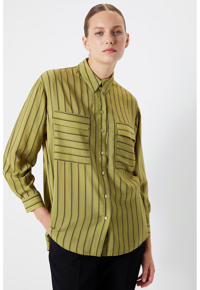 Ipekyol Camasa regular fit cu model in dungi - Verde masliniu