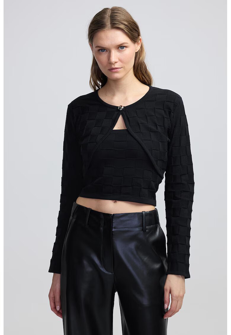 Ipekyol Cardigan crop cu aspect texturat - Negru