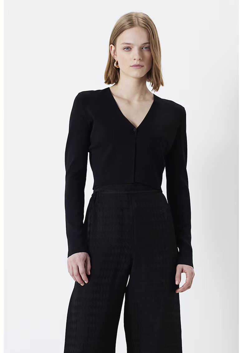 Ipekyol Cardigan cu decolteu in V si model uni - Negru