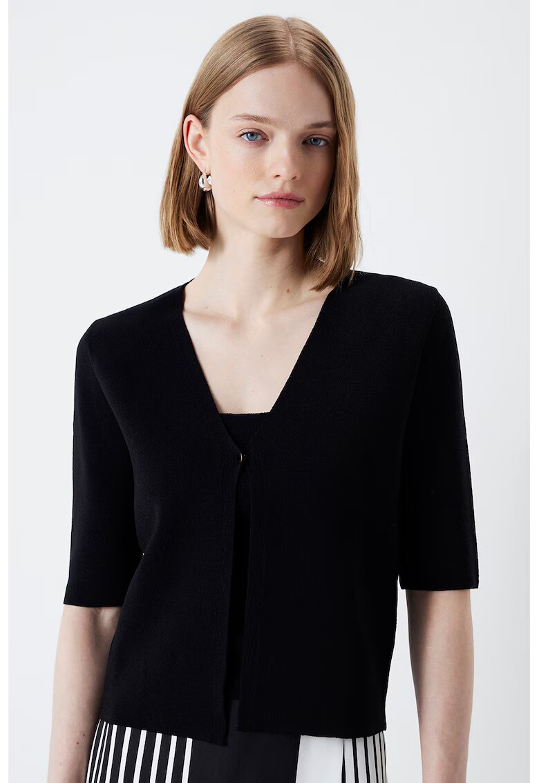Ipekyol Cardigan cu model uni si decolteu in V - Negru